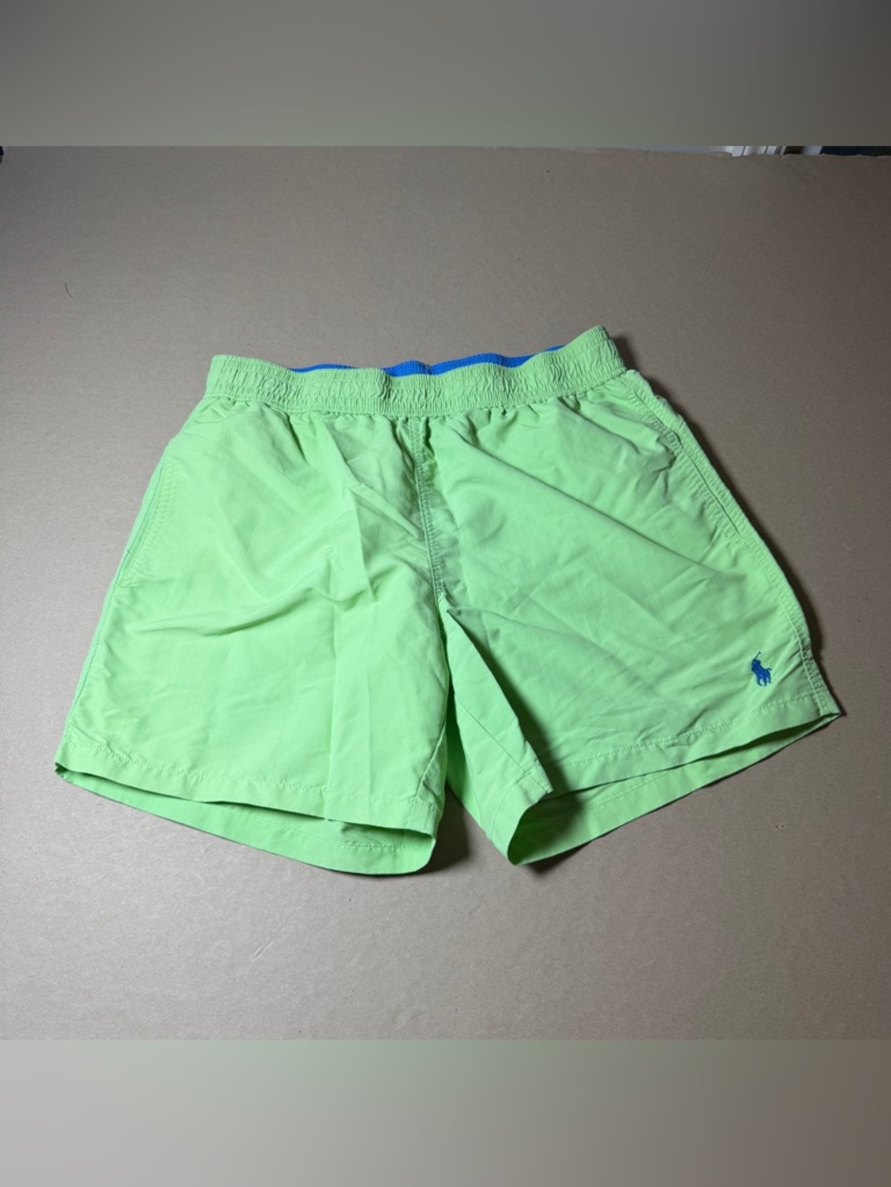 Polo Ralph Lauren Swim Trunks Shorts Men’s Medium Green Mesh Lined Horse Blue